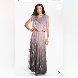 Black by Komarov Draped Ombré Chiffon Gown Sz M
